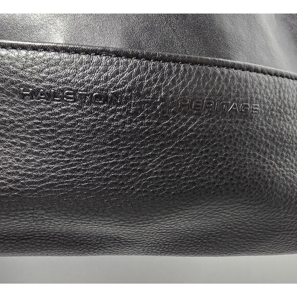 Halston Heritage Black Leather Shoulder Hobo Bag Purse - Picture 12 of 16
